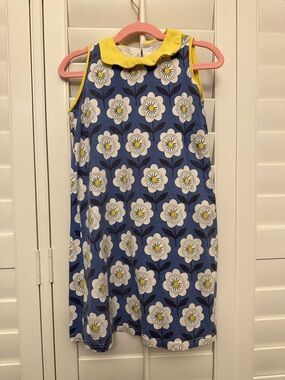 Amazon Girls' Blue Floral Dress with Yellow Collar